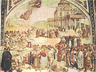 История антихриста. Фреска Л. Синьорелли из цикла "Страшный суд". 1499-1505. Орвието, собор.